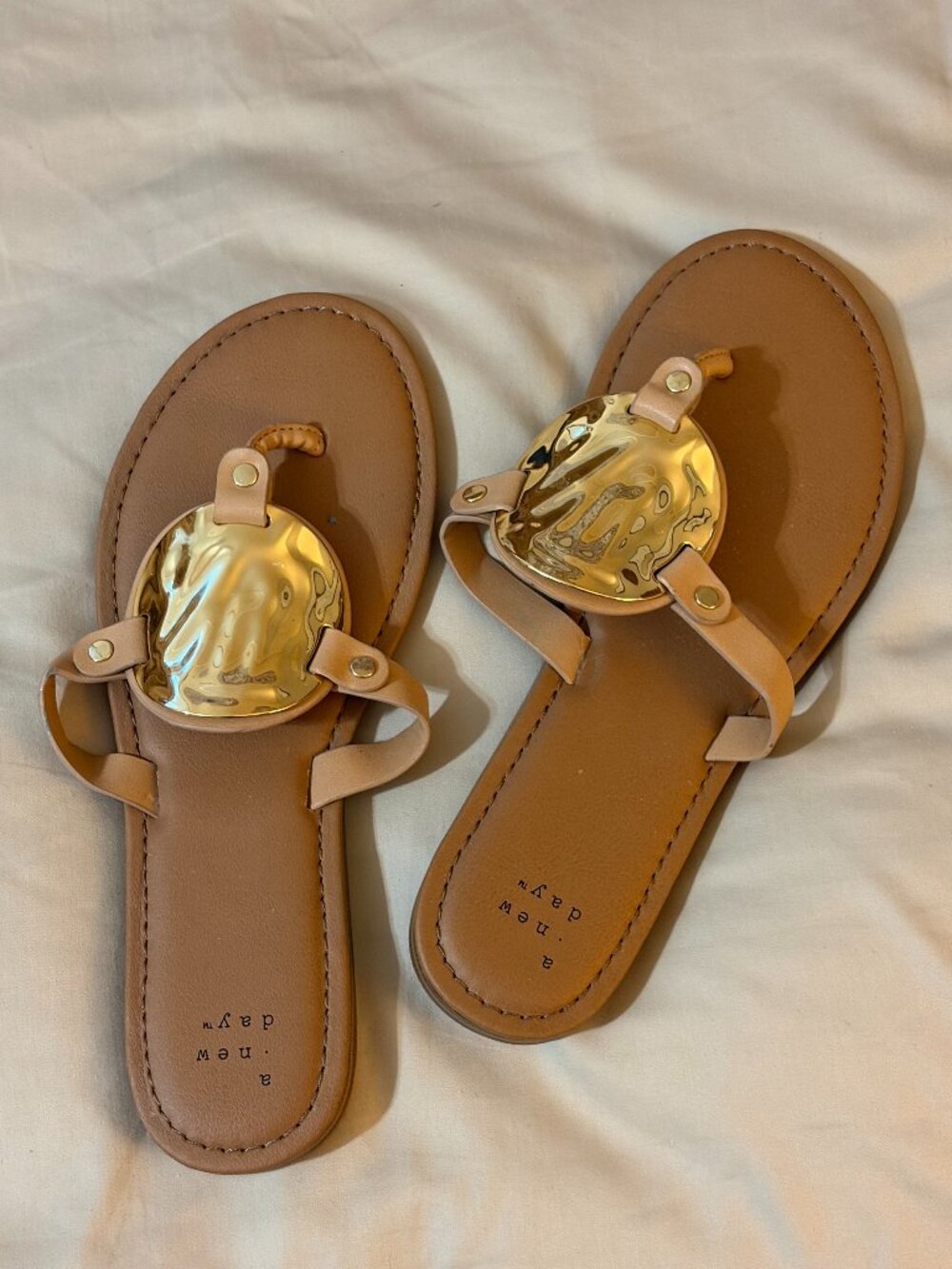 A New Day Layla Ornament Thong Sandals Gold-Tone Detail Women's Slip-On shoes
